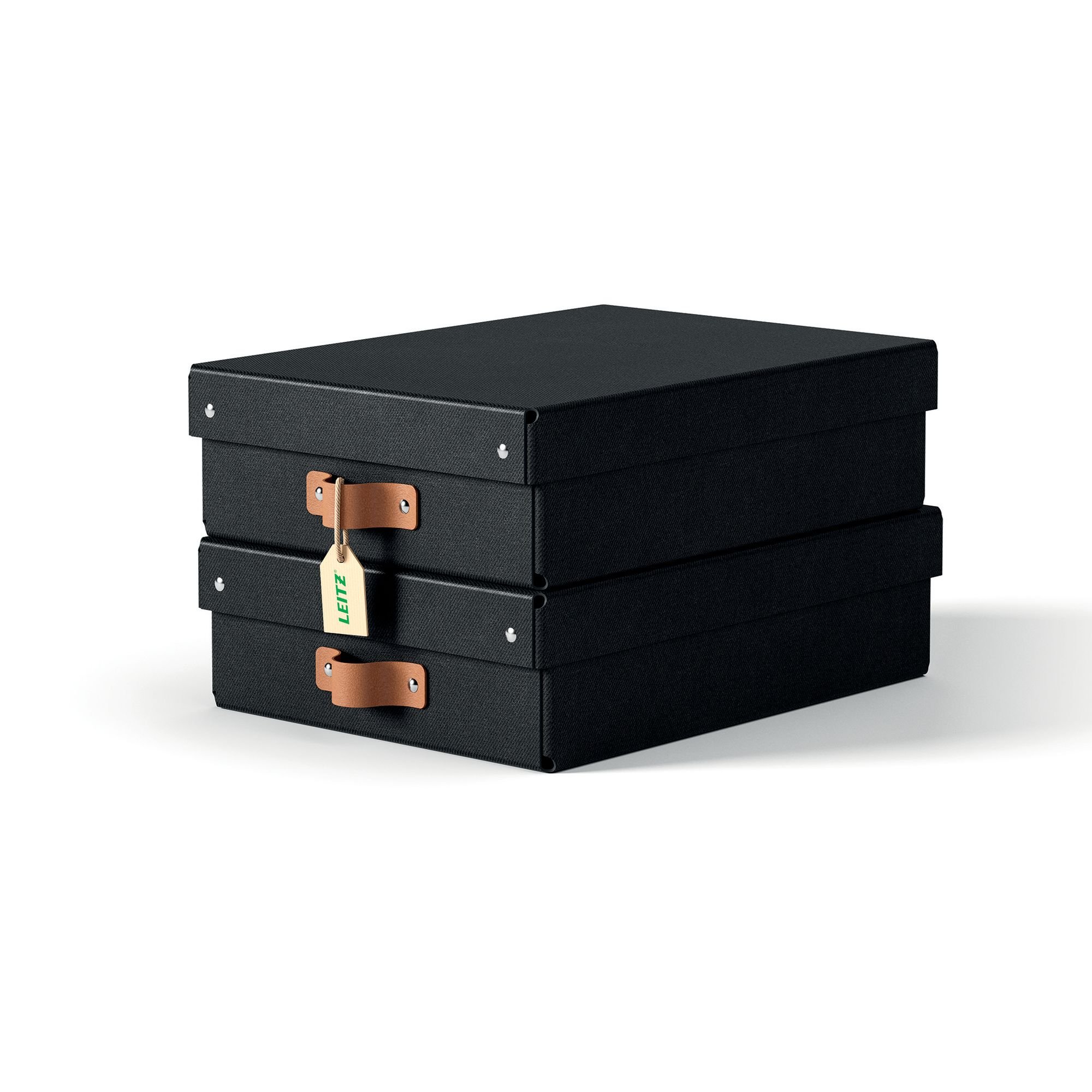 Leitz Puro Storage Box with lid, medium low, 8L, 100% recycled card, pack of 2