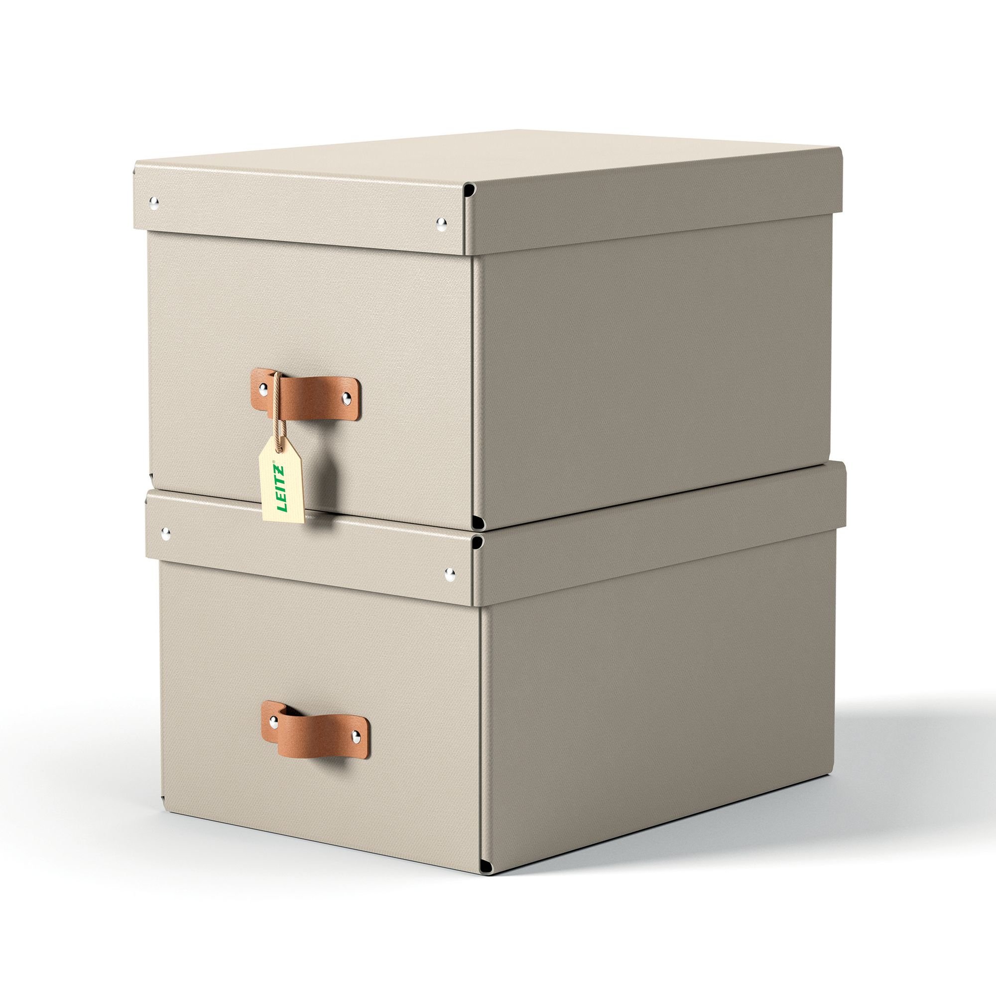 Leitz Puro Storage Box with lid, medium, 17L, 100% recycled card, pack of 2
