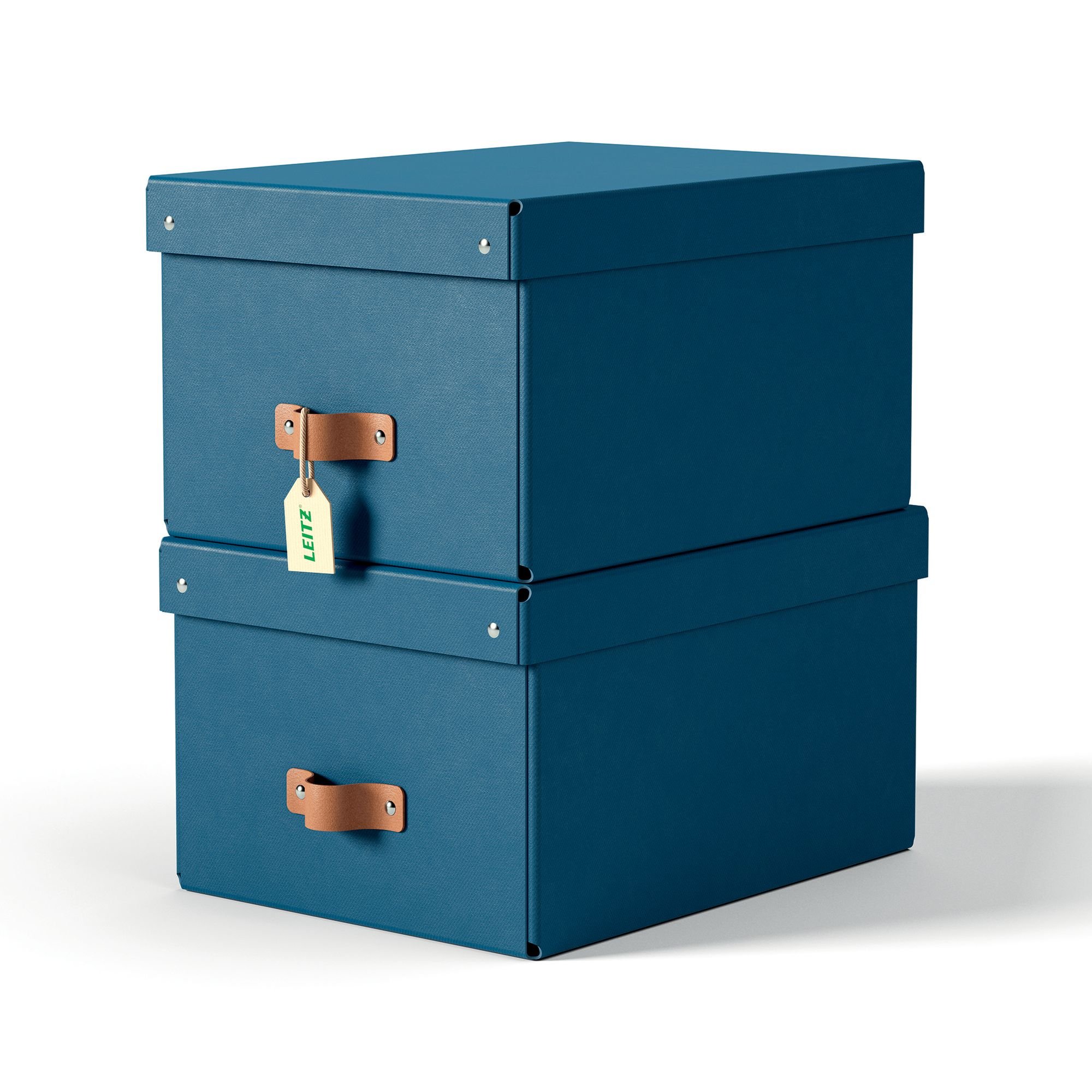 Leitz Puro Storage Box with lid, medium, 17L, 100% recycled card, pack of 2