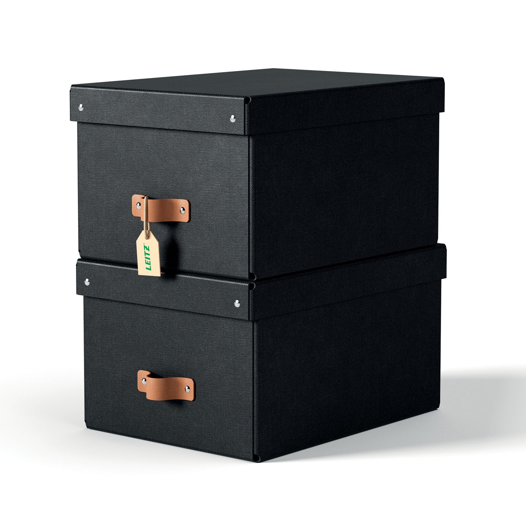 Leitz Puro Storage Box with lid, medium, 17L, 100% recycled card, pack of 2