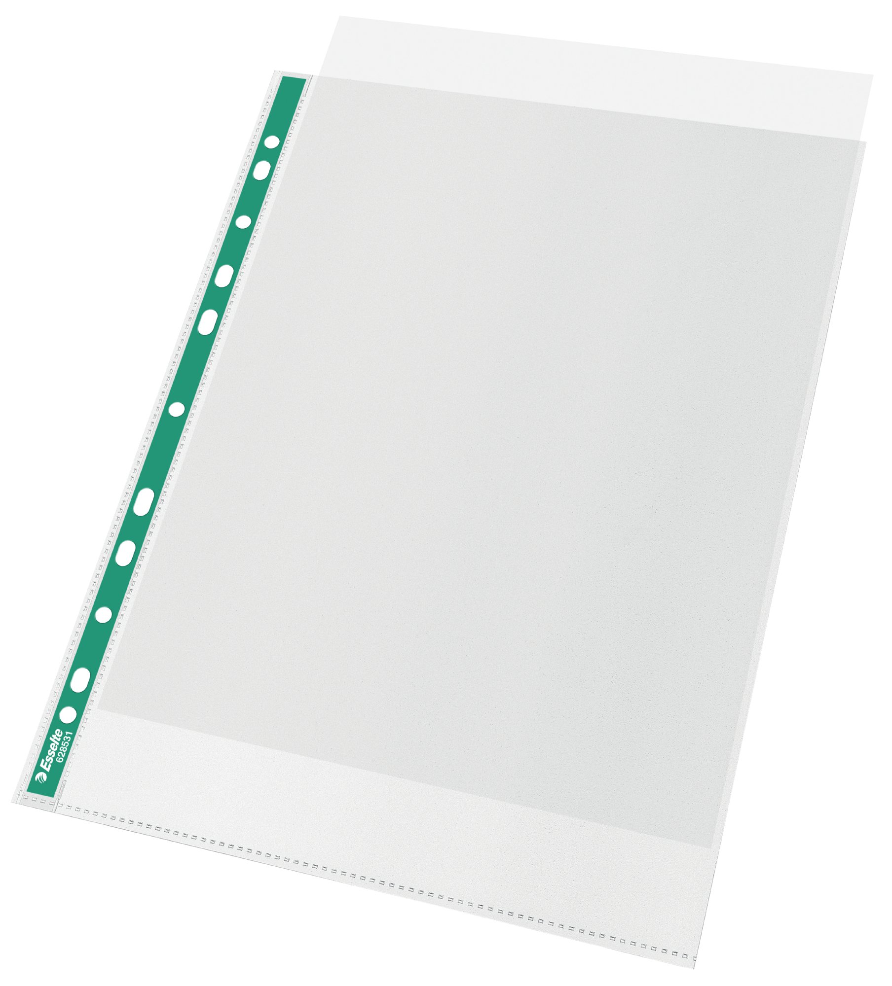 Esselte Green Spine Punched Pockets A4 Top Opening - Embossed. Pack 100