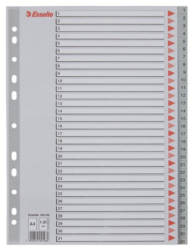 Esselte Index; PP; A4 - Outer carton of 10