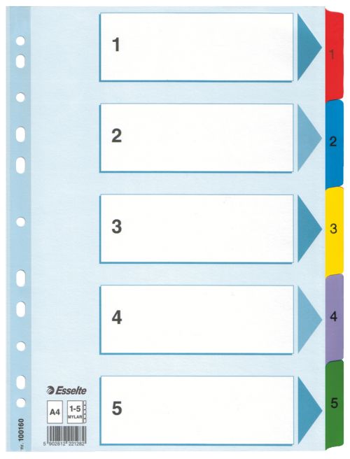 Esselte Index 1-5 Multicolour Mylar A4