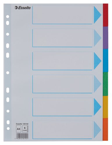 Esselte Divider; Cardboard; A4 - Outer carton of 20