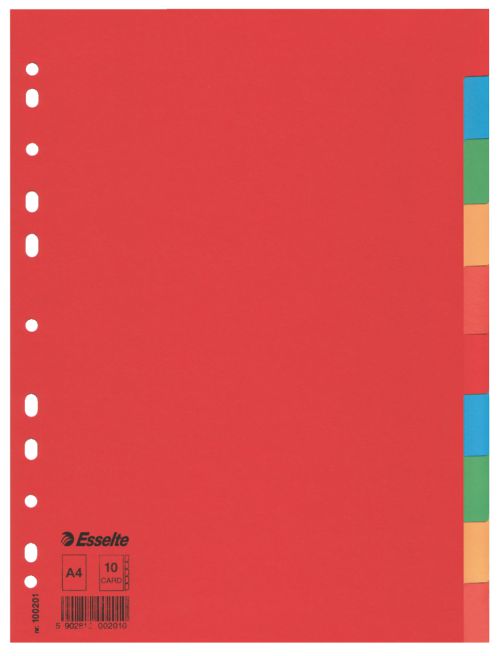 Esselte Cardboard Divider A4 10 Tabs Multicolour - Outer carton of 10