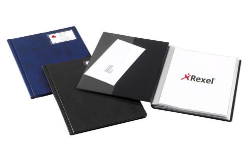 Rexel Soft Touch Display Book 24 Pockets Smooth Leather Black 