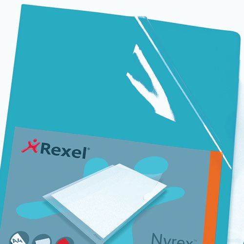Rexel Nyrex™ Premium A4 Document Folder, Green Embossed, 100mic, Cut Flush, L-Folder, Pack of 25 - Outer carton of 4