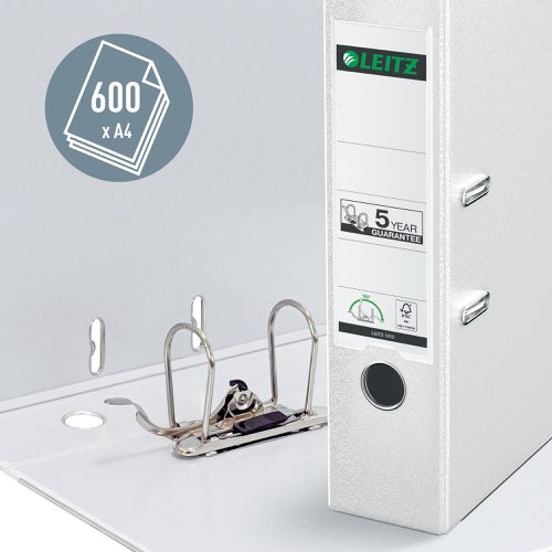 20227ES - Leitz 180 Lever Arch File Polypropylene A4 80mm Spine Width White (Pack 10) 10101001
