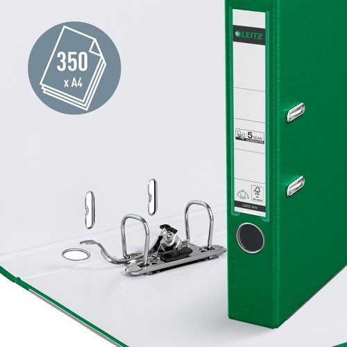 21741AC - Leitz Lever Arch File A4 Polypropylene 180 50mm Green (Pack 10) - 10151055