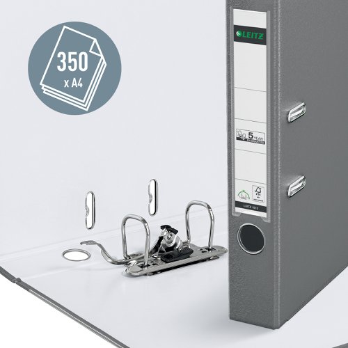 Leitz 180 Lever Arch File Polypropylene A4 52mm Spine Width Grey (Pack 10)) 10151085