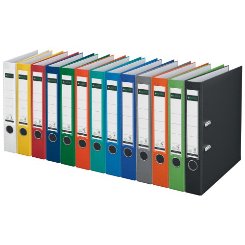 20136ES - Leitz 180 Lever Arch File Polypropylene A4 52mm Spine Width Black (Pack 10) 10151095