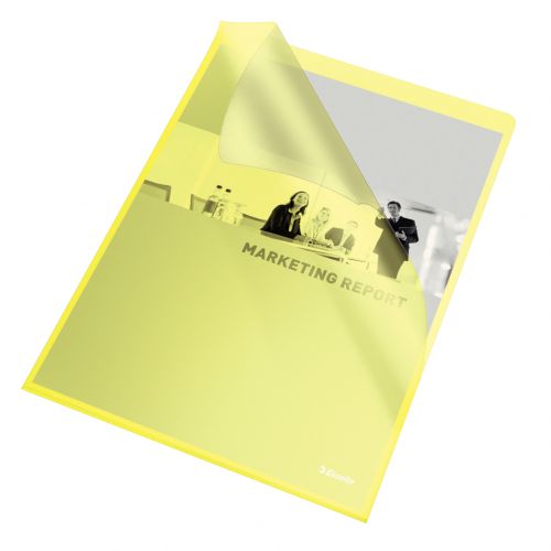 Esselte Copy-safe Folder Plastic Cut Flush A4 Yellow Ref 54842 [Pack 100]  127936