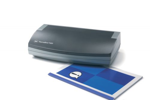*** CLEARANCE ITEM - LIMITED STOCK AVAILABILITY AT THIS PRICE ***.Designed for medium to high office use, the ThermaBind T400 adds a stylish ‘perfect bound’ look to documents and  presentations, binding up to 400 80gsm A4 sheets in a single document or a series of smaller ones simultaneously. The simple controls include adjustable heat settings and a variable timer, plus there is an integral cooling tray for completed work.