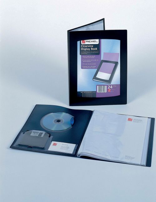 Rexel Nyrex Clearview Display Book A5 24 Pocket Black 10410BK - RX10410BK