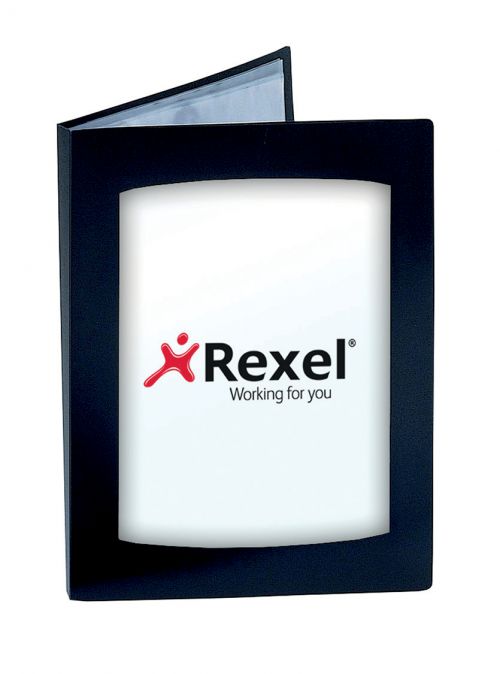 Rexel A5 Display Book - 24 Pocket Presentation Folder With Transparent Cover Slot, Black