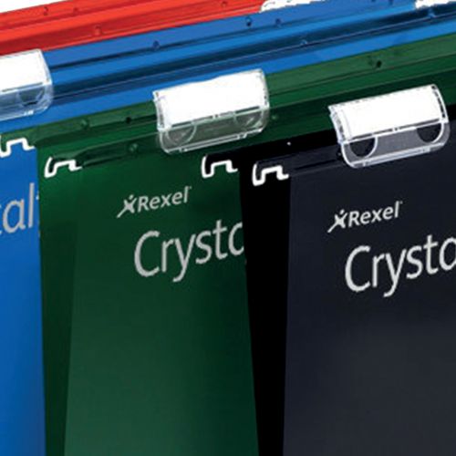 These Crystalfile Extra foolscap suspension files have a 50mm capacity with the ability to hold up to 500 sheets of 80gsm paper. Made from high quality polypropylene, which is five times stronger than manilla, the smart satin surface wipes clean and keeps contents safe and secure. Supplied complete with tabs and printable inserts, the files also have matching coloured runners, ideal for colour coded filing systems. This pack contains 25 green files.