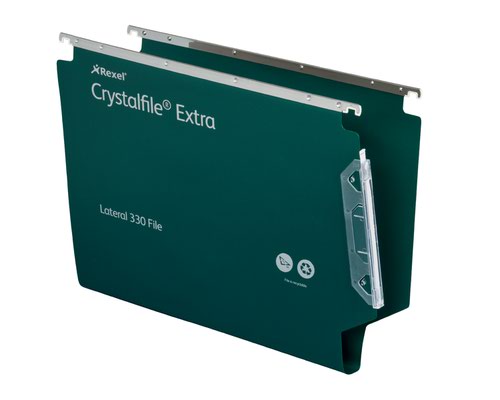 Rexel Crystalfile Extra 30mm File 300 Sheet Green (Pack of 25) 3000122