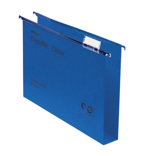 Rexel Crystalfile Classic Suspension File Manilla 30mm Wide-base 230gsm Foolscap Blue Ref 70625 [Pack 50]