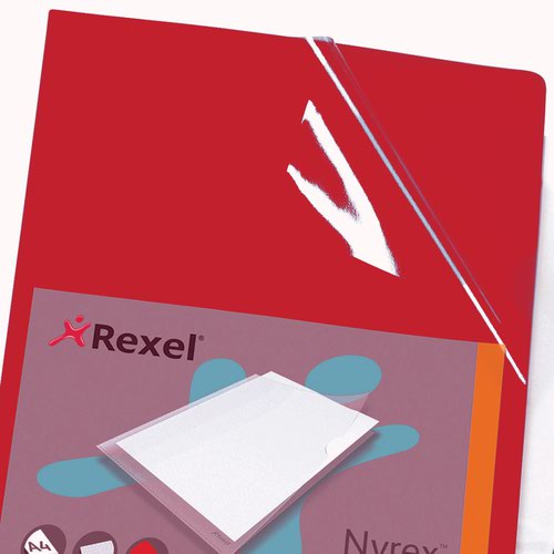 Rexel Nyrex™ Premium A4 Document Folder, Red Embossed, 100mic, Cut Flush, L-Folder, Pack of 25 - Outer carton of 4