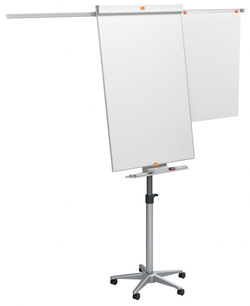 Nobo Classic Nano Clean Mobile Flipchart Easel Magnetic with Extension Arms Magnetic 700x745mm Silver 1901920