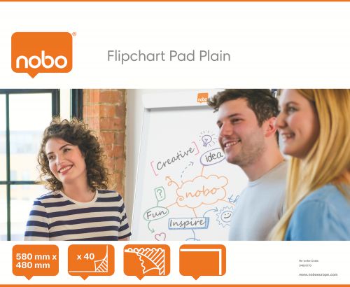 Nobo Desktop Flip-over Pad for Flip-over Easel 40 Sheets B1 Plain - Outer carton of 5