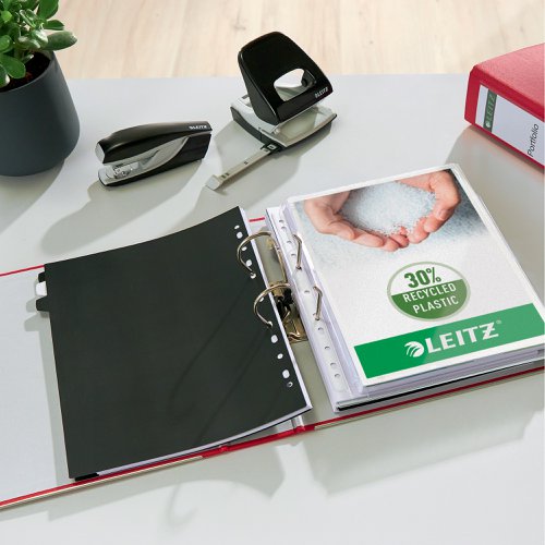 Leitz 180° Lever Arch files are high quality files for professional office users. Durable materials and 180° mechanism ensure good performance and efficiency. The Leitz 180° mechanism is unique and opens to a full 180°, providing you with a 50% wider opening and the opportunity to file from both sides. This saves 20% of your time filing as you do not have to remove papers to insert an extra sheet. The mechanism has been tested 12,000 times and will always align. These lever arch files also hold up to 600 sheets of paper, 100 more than standard files so less space is needed and are designed to hold foolscap size documents. Made from heavyweight 100% recycled board covered in wipeclean polypropylene with thumbhole, rado rings and metal shoes for secure storage and user-friendly handling. Available in a wide variety of colours to cover all requirements, match to your company logo or home office design. Pack of 10 files is supplied.