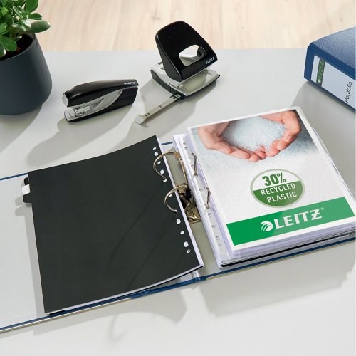 Leitz 180° Lever Arch files are high quality files for professional office users. Durable materials and 180° mechanism ensure good performance and efficiency. The Leitz 180° mechanism is unique and opens to a full 180°, providing you with a 50% wider opening and the opportunity to file from both sides. This saves 20% of your time filing as you do not have to remove papers to insert an extra sheet. The mechanism has been tested 12,000 times and will always align. These lever arch files also hold up to 600 sheets of paper, 100 more than standard files so less space is needed and are designed to hold foolscap size documents. Made from heavyweight 100% recycled board covered in wipeclean polypropylene with thumbhole, rado rings and metal shoes for secure storage and user-friendly handling. Available in a wide variety of colours to cover all requirements, match to your company logo or home office design. Pack of 10 files is supplied.