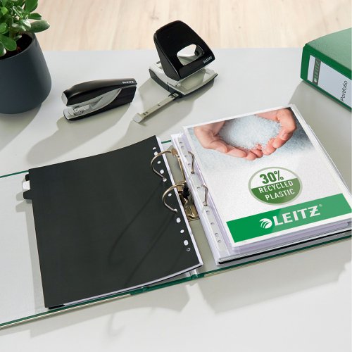 Leitz 180° Lever Arch files are high quality files for professional office users. Durable materials and 180° mechanism ensure good performance and efficiency. The Leitz 180° mechanism is unique and opens to a full 180°, providing you with a 50% wider opening and the opportunity to file from both sides. This saves 20% of your time filing as you do not have to remove papers to insert an extra sheet. The mechanism has been tested 12,000 times and will always align. These lever arch files also hold up to 600 sheets of paper, 100 more than standard files so less space is needed and are designed to hold foolscap size documents. Made from heavyweight 100% recycled board covered in wipeclean polypropylene with thumbhole, rado rings and metal shoes for secure storage and user-friendly handling. Available in a wide variety of colours to cover all requirements, match to your company logo or home office design. Pack of 10 files is supplied.