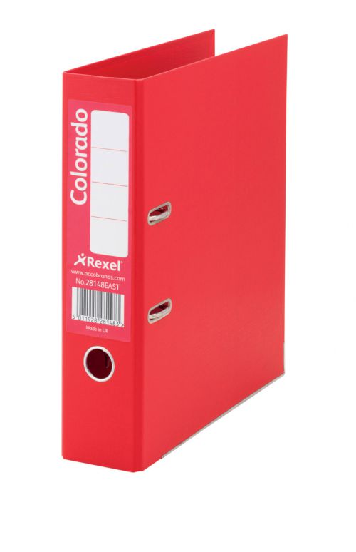 Rexel Foolscap Lever Arch File; Red; 80mm Spine Width; Colorado; Pack of 10