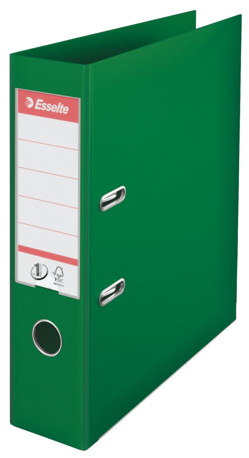Esselte No 1 Lever Arch File PVC 75mm Spine A4 Green 811360 [Pack 10]