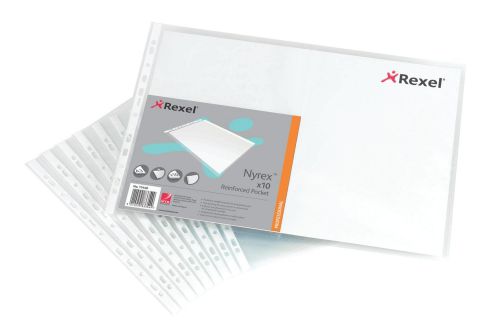 Rexel Nyrex Top Opening Pockets Oblong A3 (Pack of 10) 11440 Punched Pockets RX11440