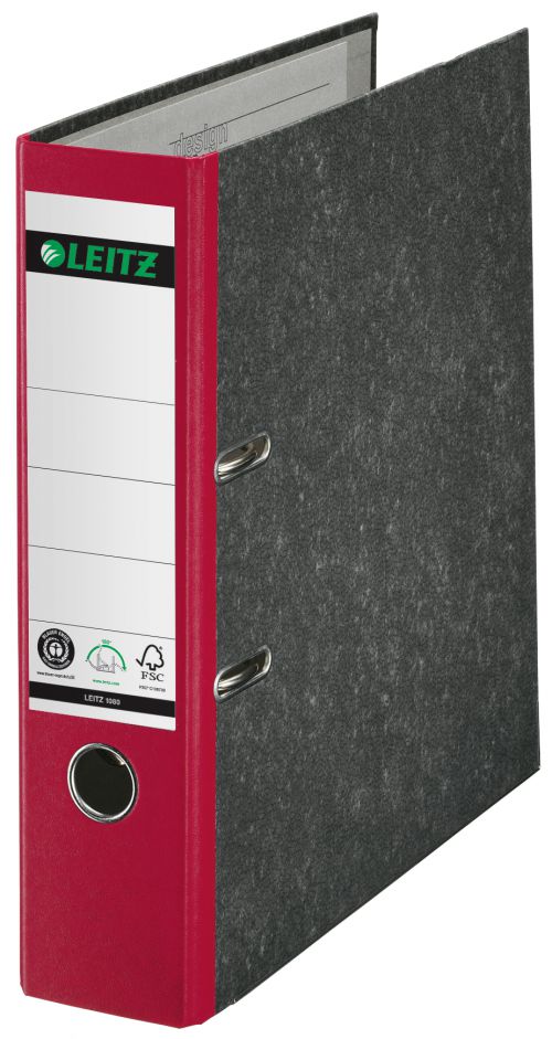 Leitz 180° Lever Arch File Classic Marbled. A4, 80 mm. Red. - Outer carton of 10