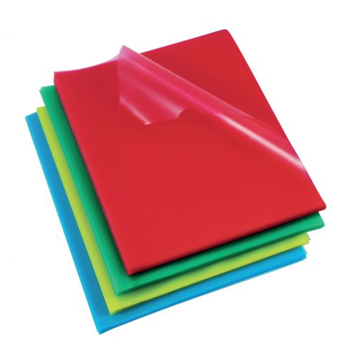 Rexel Nyrex Cut Flush Folder Polypropylene A4 110 Micron Assorted Colours (Pack 100) - 12216AS