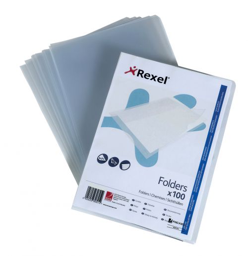 Rexel Superfine Cut Flush Copy-secure Folder Glass Clear A4 12175 [Pack 100]