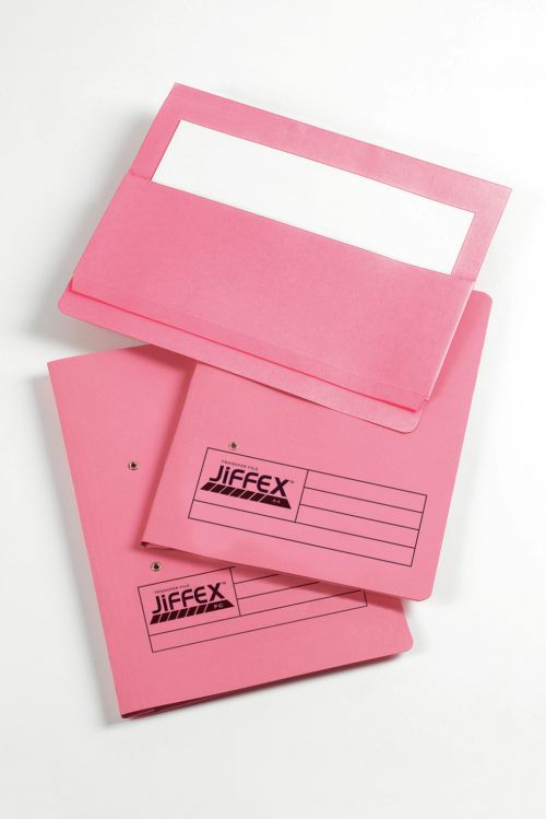 27017AC - Rexel Jiffex Transfer File Manilla Foolscap 315gsm Pink (Pack 50) 43217EAST