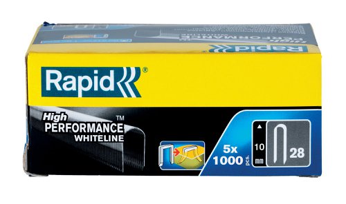 RPD2810W Rapid 28/10 10mm DP x 5m White Staples (Box 1000 x 5)