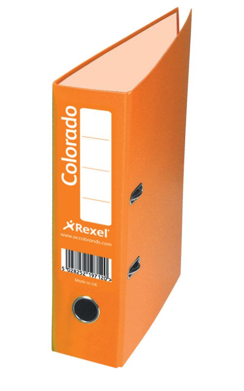 Rexel Colorado Lever Arch File Polypropylene A4 80mm Spine Width Orange (Pack 10)