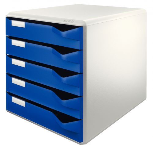 Leitz Desktop Post Set 5 Drawer A4 Grey With Blue Drawers