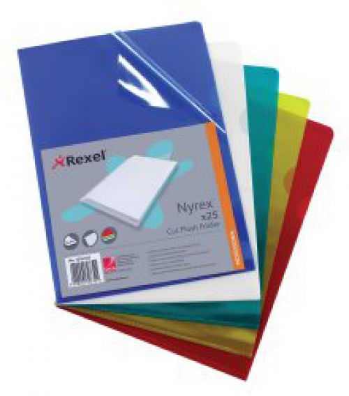 Rexel Nyrex Cut Flush Folders A4 Blue (Pack of 25) 12161BU