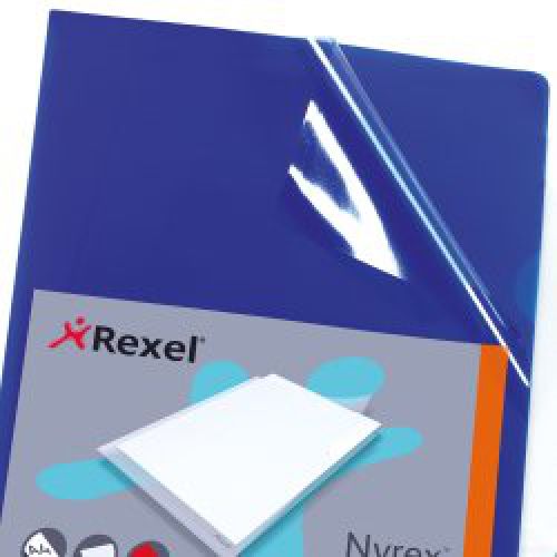 Rexel Nyrex™ is the UK's No.1 brand for premium quality and strength, providing protection of important documents since 1960 - long life guaranteed. Ideal for filing and organising unpunched documents such as, presentational content, reports, bills, projects, general filing or even loose sheets of paper in the office or at home.       The high-quality 100micron PVC with reinforced edges, ensures long lasting use, durability and that your contents are kept neat, safe and secure at all times. This 25 pack of Red A4 folders open on two sides, with easy access thumb hole to allow easy access and retrieval of files.  The embossed finish reduces glare and the wipe clean material ensures that your documents stay in pristine condition at all times, whilst the red translucent colour allows for easy indexing when filing. The Rexel Nyrex Folders not only look stylish but are durable, practical and more than capable of handling all your document storage, filing and display needs.Available in clear or a choice of colours to create a coordinated filing system, the folders are easier to identify and make organisation even more efficient.