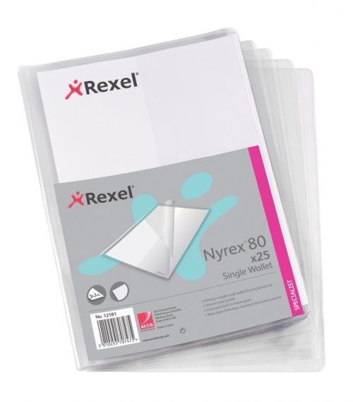 Rexel Nyrex Wallet With Pocket On the Back Cover A4 Clear (Pack 25) - Outer carton of 4