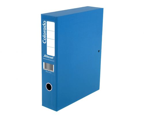 Acco Rexel Colorado Box File with Lock Spring 70mm Spine A4 Blue