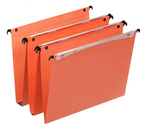 Orgarex Dual Vertical A4 Suspension File Card 15mm V Base Orange (Pack 25) 21631