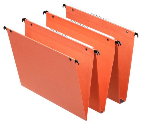Orgarex Dual Vertical A4 Suspension File Card 15mm V Base Orange (Pack 25) 21631  21137ES