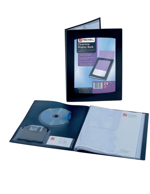 Rexel Clearview Display Book 12 Pocket A4 Black 10300BK
