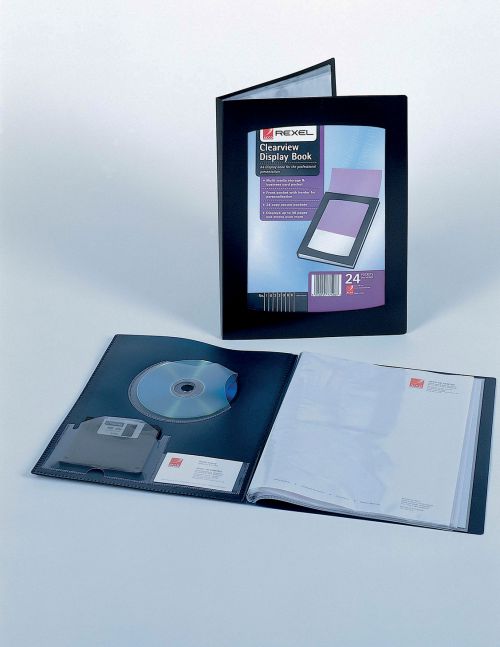 Rexel Clearview Display Book 12 Pocket A4 Black 10300BK