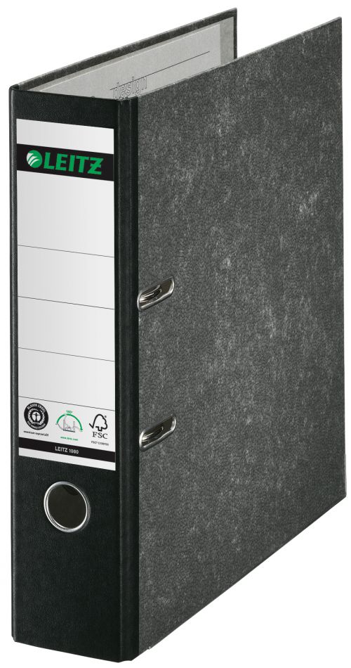 Leitz 180° Lever Arch File Classic Marbled. A4, 80 mm. Black. - Outer carton of 10