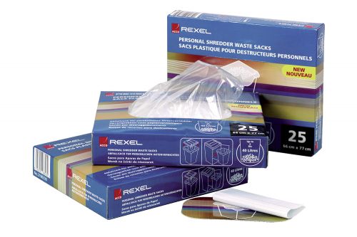 Rexel Plastic Waste Bags for Rexel Heavy Duty Shredders, 225L Capacity (Pack of 100)