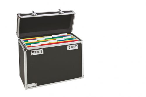 Personal Filing Case Robust Lockable A4 Black and Chrome