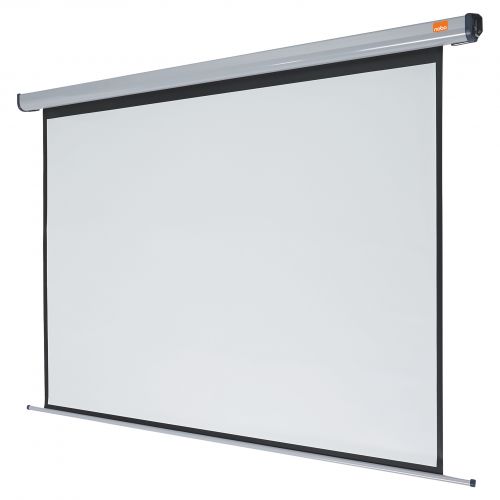 Perfect for creating a professional look and feel to your presentation. Ideally suited for use in meeting rooms, boardrooms and conference rooms. Use the remote control to lower the screen and you´re ready to go! Affordable design and easy to install - simply plug in and use, no professional wiring required. The brilliant matt white surface provides a perfectly sharp image that can be easily viewed by everyone in the audience. 1920x1440 mm.